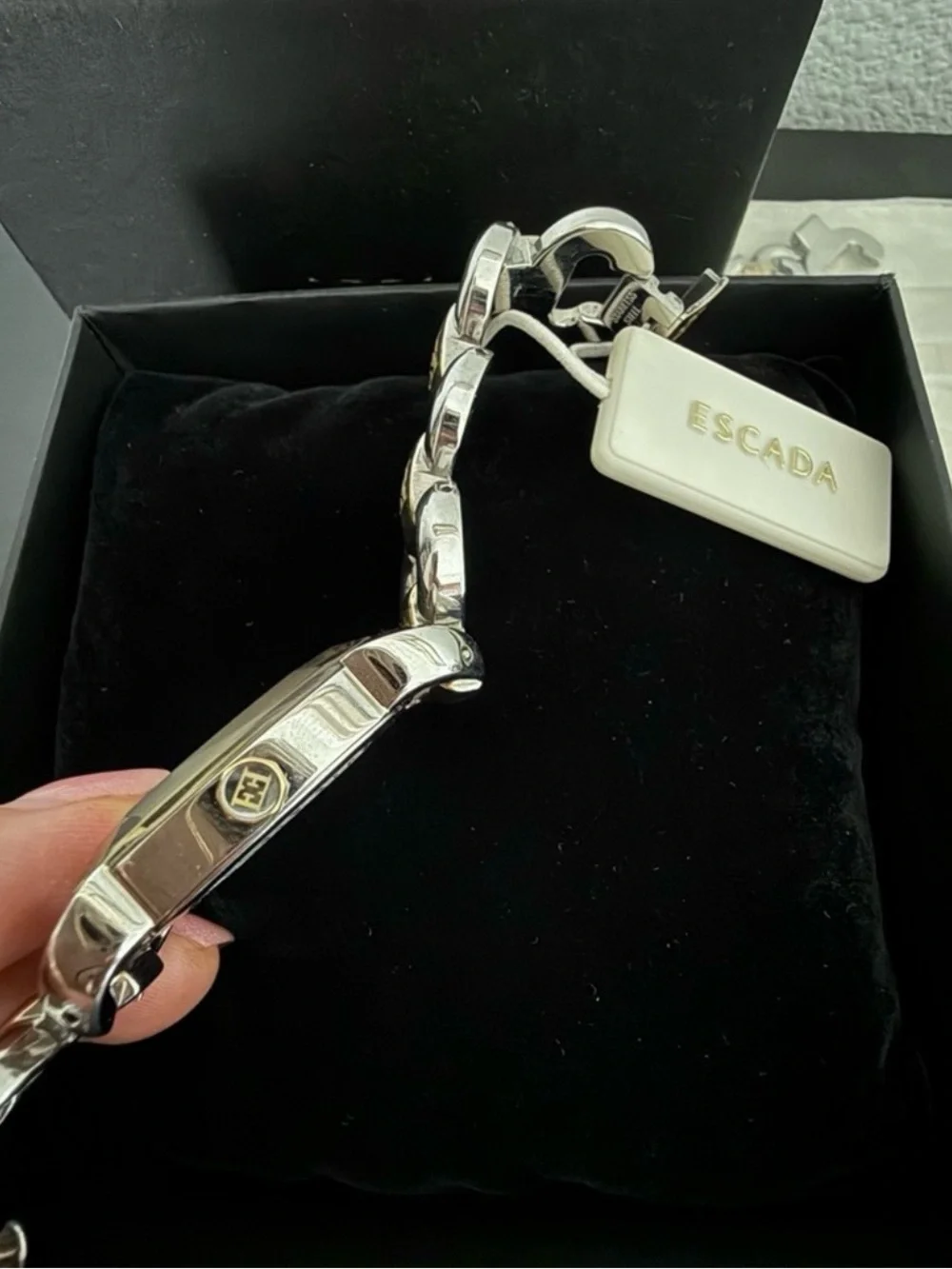 Escada Two-Tone Gold and Silver Link Bracelet Watch with White Dial